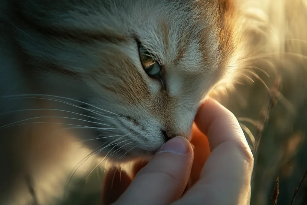 A gentle cat demonstrating kindness through a loving gaze