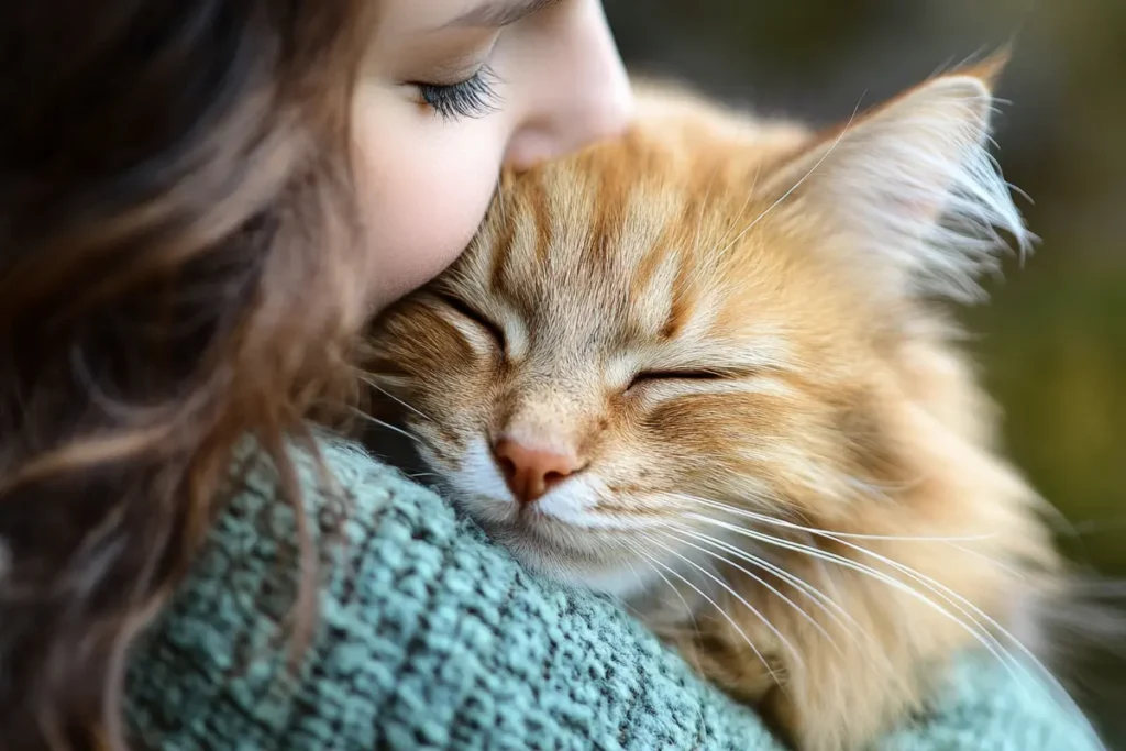 A gentle cat demonstrating kindness frienfship through a loving gaze