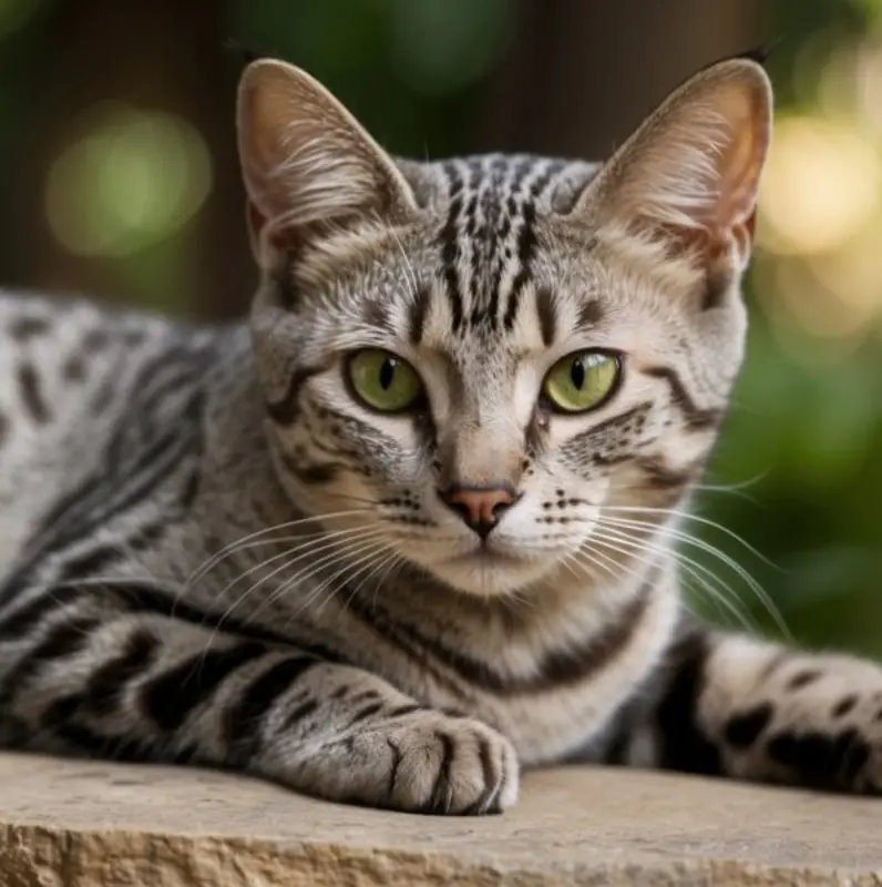 Rare Cat Breeds: A poised Egyptian Mau displaying its spotted coat.
